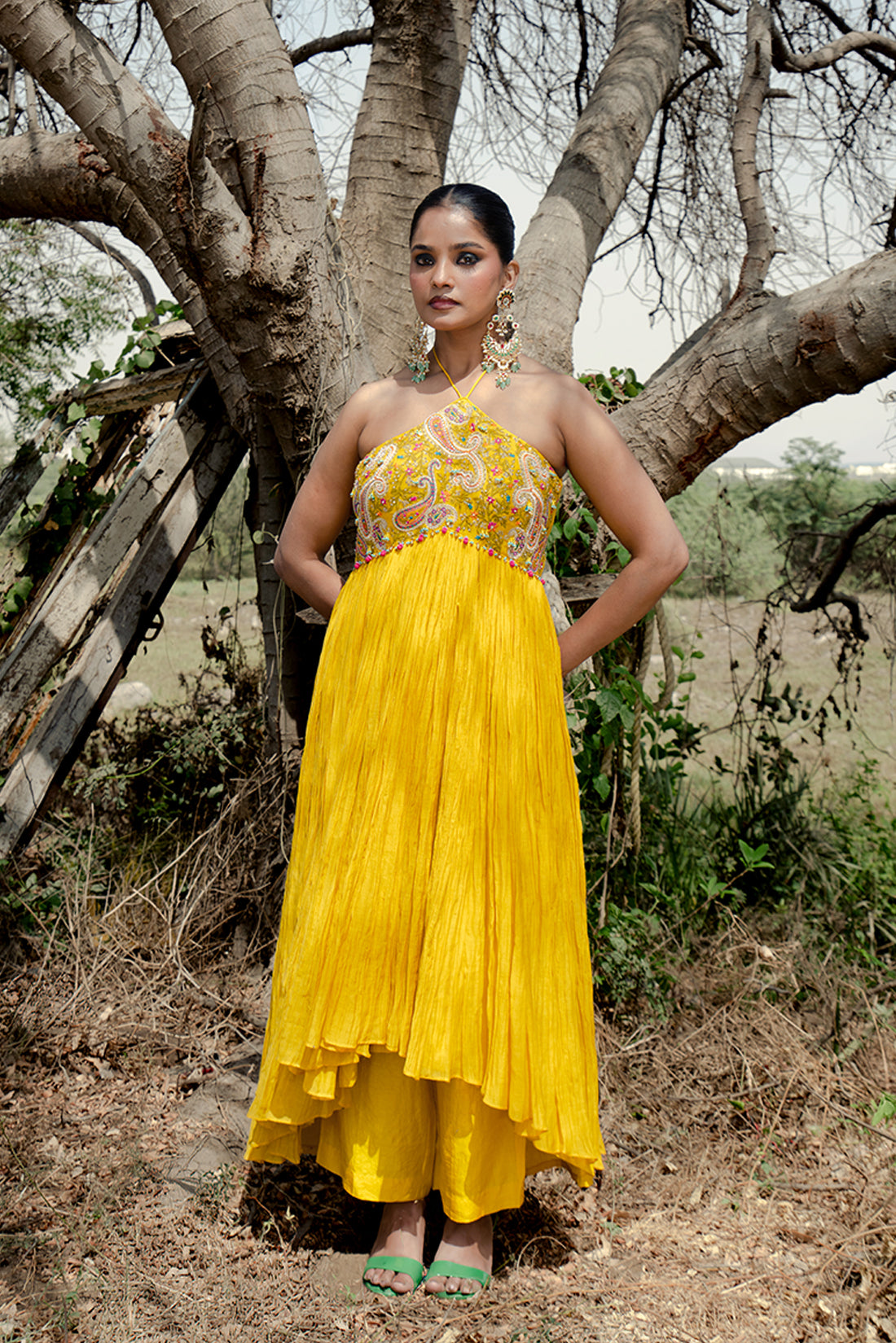 Yellow Up And Down Kurta Set