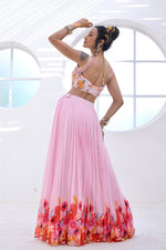 Baby Pink Printed Lehnga With Elegant Blouse Set