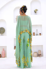 Pista GreenPrinted Sharara With Cape Style