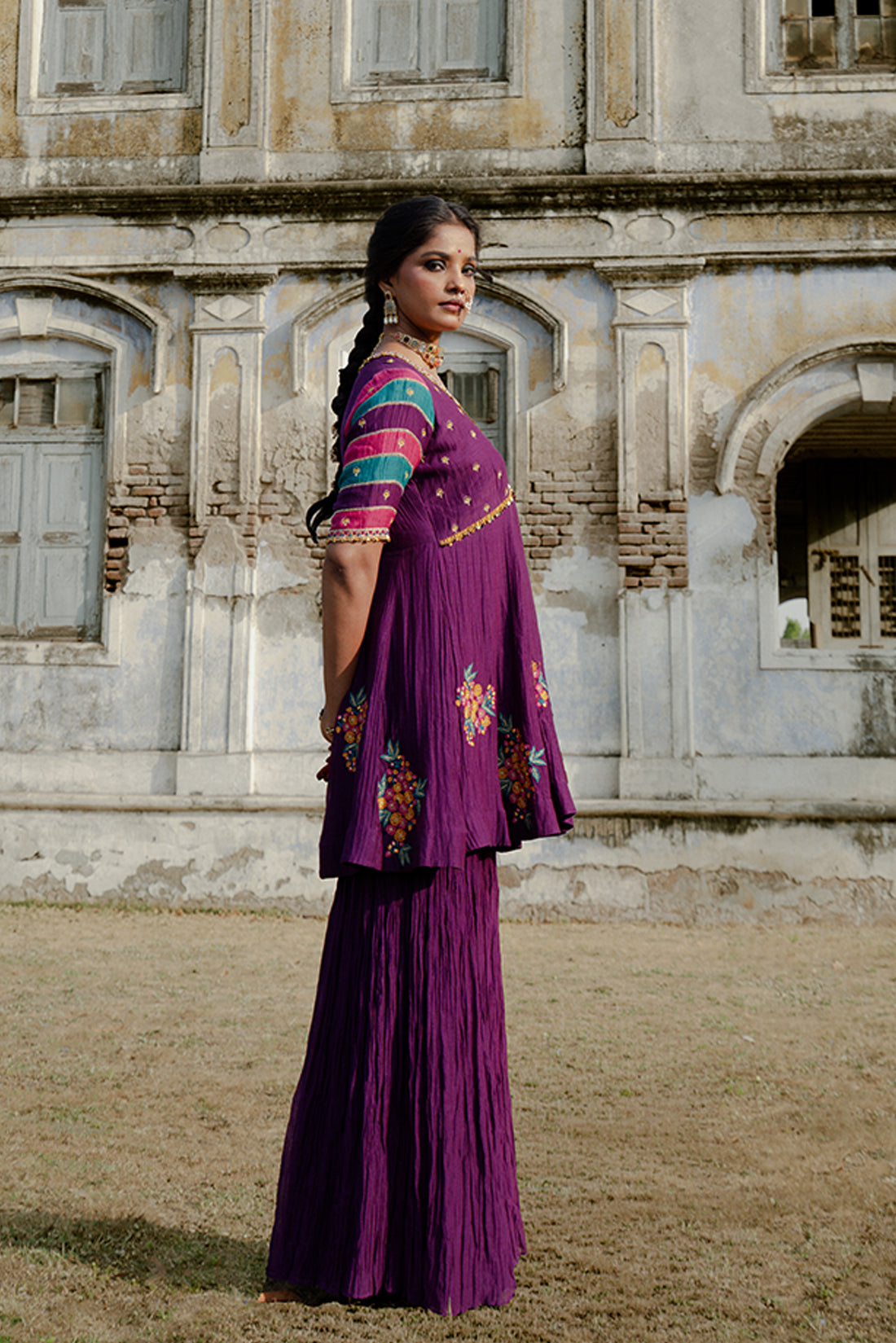Purple Sharara Set