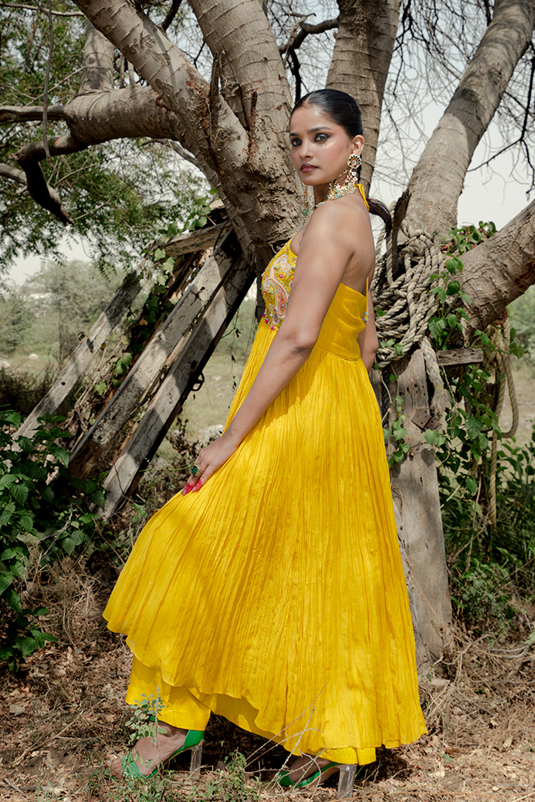 Yellow Up And Down Kurta Set