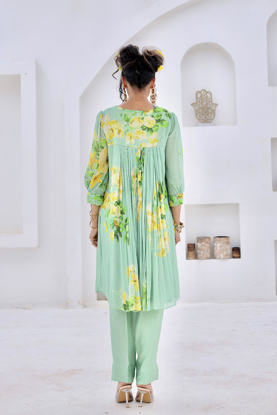 Pista Green Printed Kurta Set