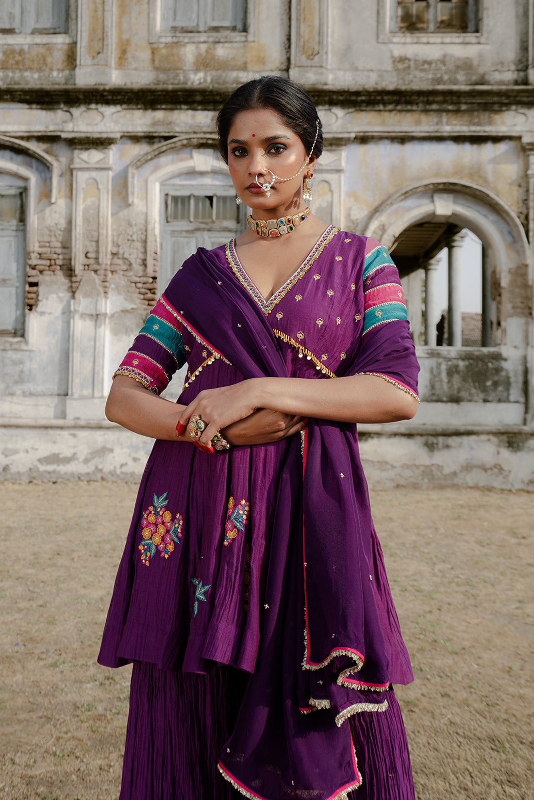 Purple Sharara Set
