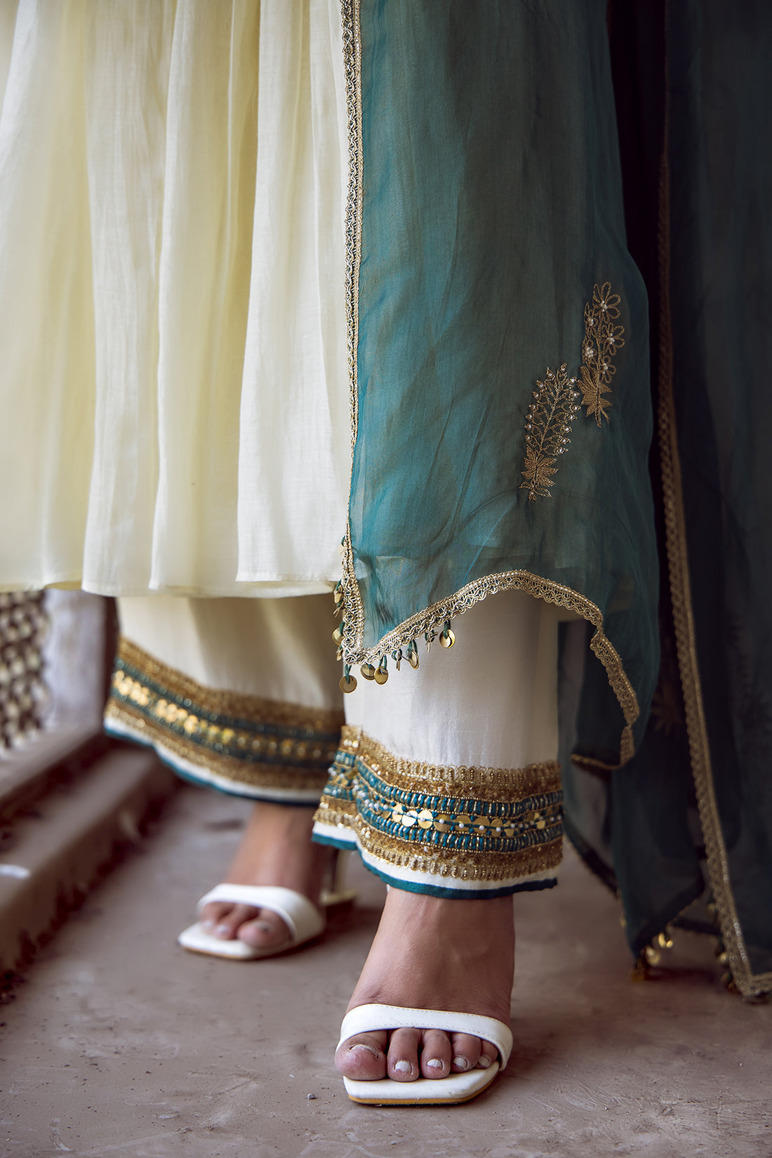 Elegant Off-white Anarkali Dress
