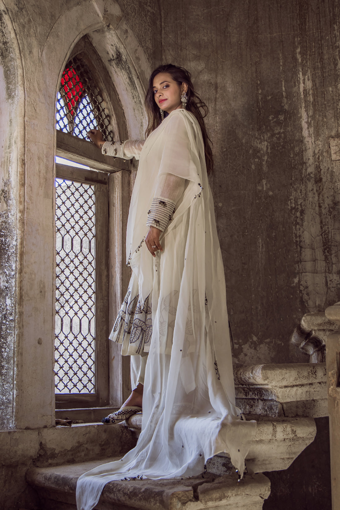 Chic Off - White Anarkali Suit