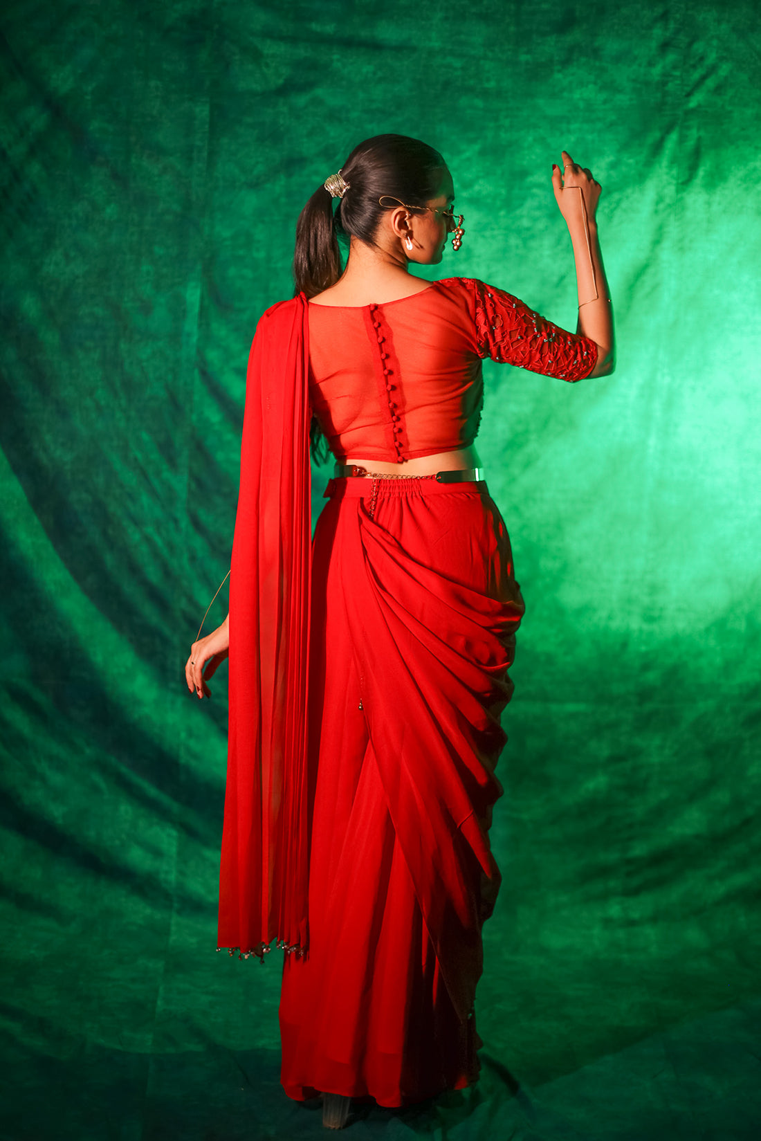 Luxurious Red Indo-western Ensemble