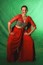 Luxurious Red Indo-western Ensemble
