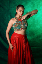 Exude Regal Charm In This Red Lehenga Set