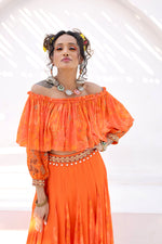 Orange Print Lehnga Set