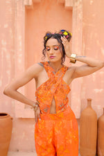 Orange Print Jumpsuit