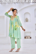 Pista Green Printed Kurta Set