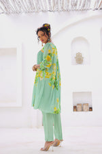 Pista Green Printed Kurta Set