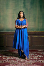 RUHANI BLUE ASYMMETRIC KURTA SET