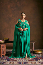 SAUMYA GREEN DRAPE SKIRT SET